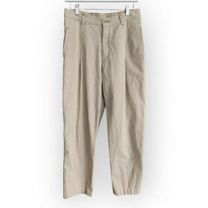 Vintage Riveted Lee Khaki Pleated High Waisted  Capri Trousers Pants 28